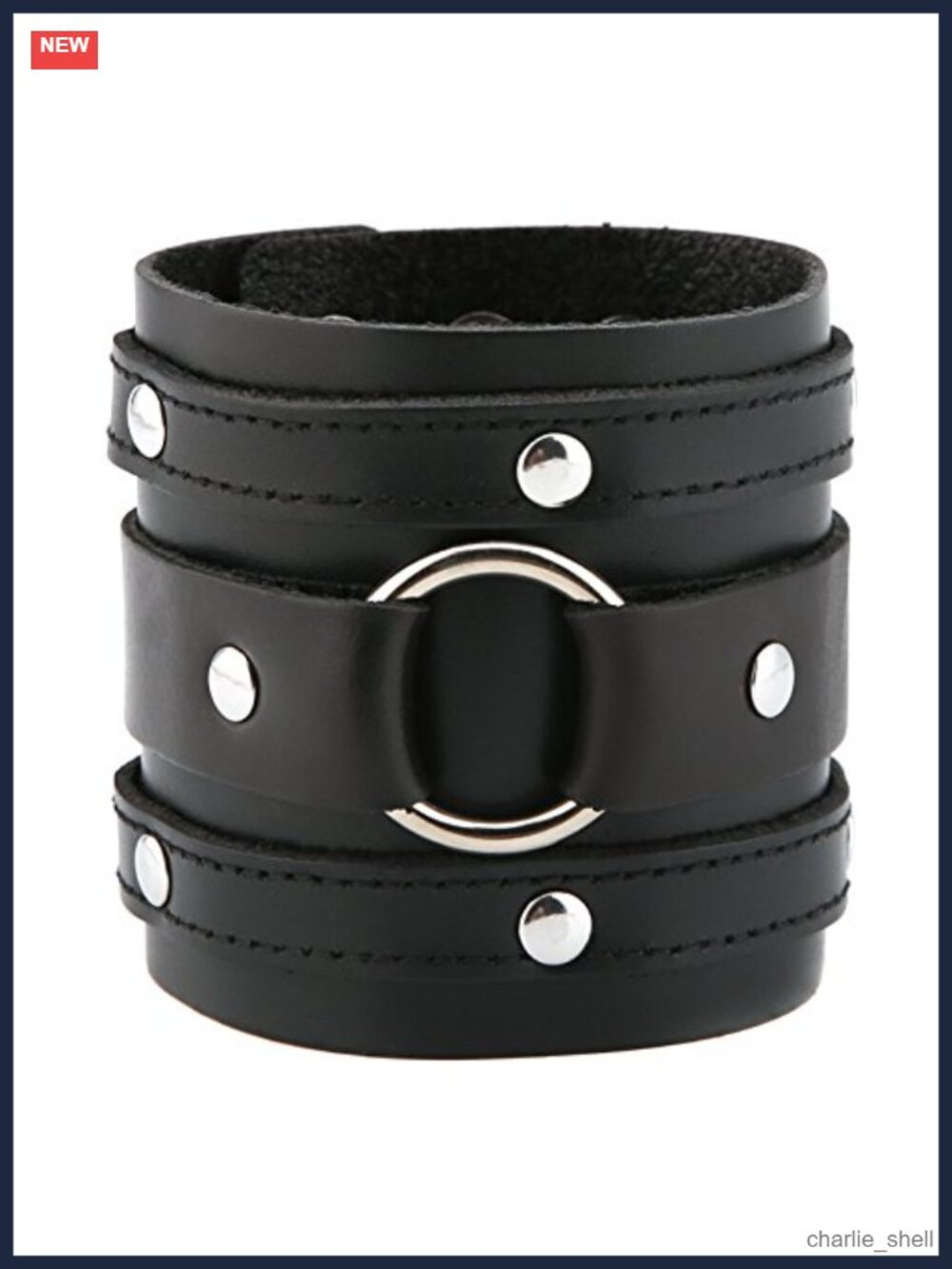 Unisex Punk Rock Biker Wide Strap Faux Leather Cuff Bracelet